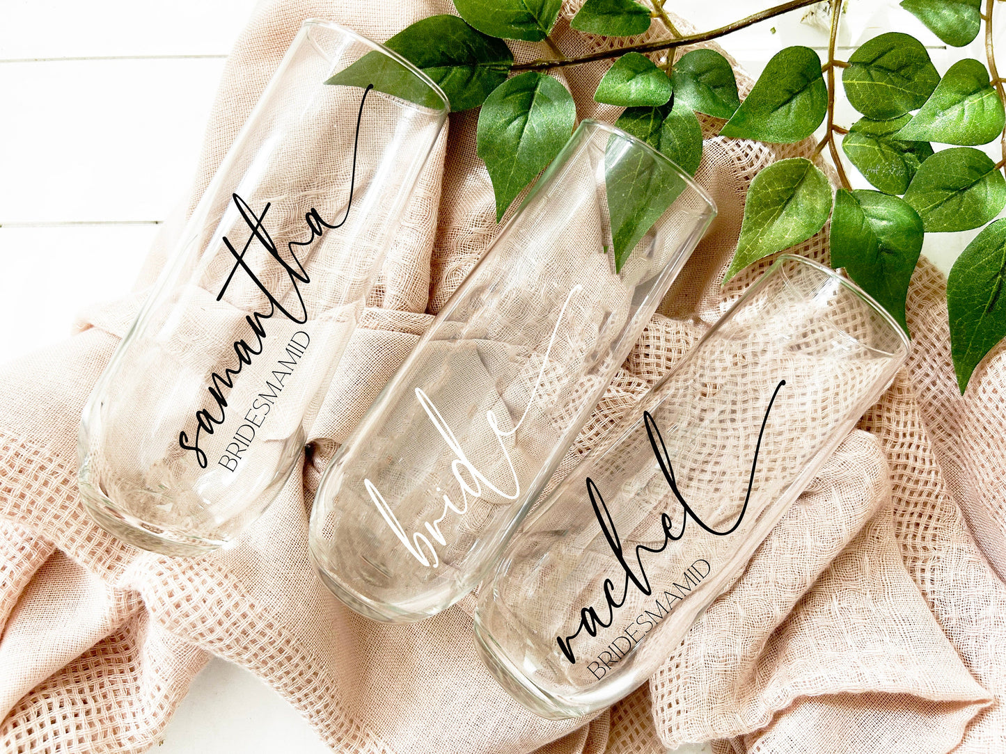 Personalized Champagne Flutes/ Stemless Flues/ Proposal Gift for Bridesmaid/ Will you be my bridesmaid gift/ proposal gift idea