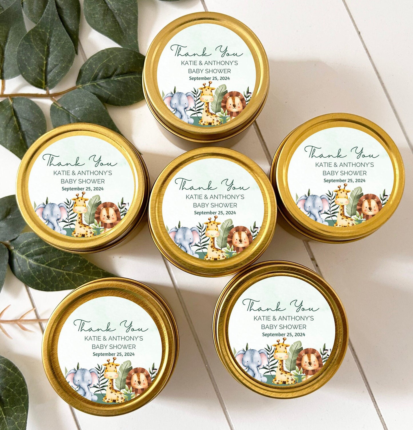 Animal Baby Shower Candle Favors, Handmade Personalized Candles, Woodland Theme Party Favors, Jungle Theme Candle Favor, 2oz. 4oz. Favor