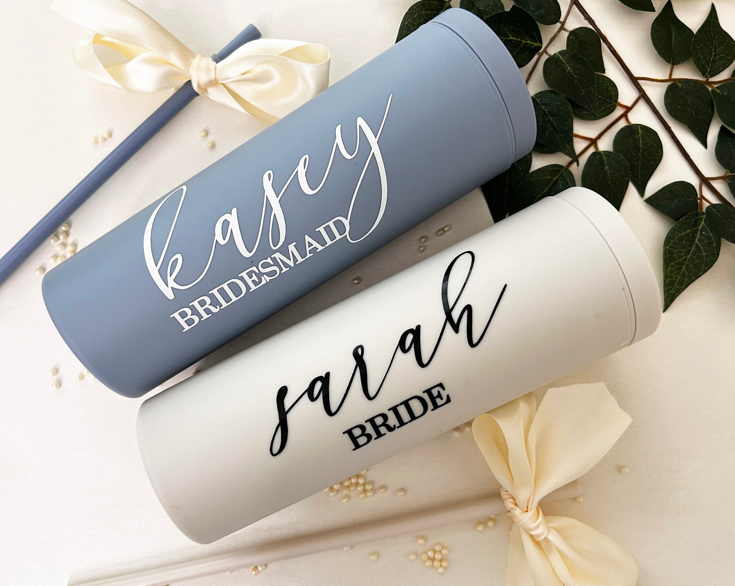 PRE-ORDER - Personalized Acrylic Tumbler/ Bridesmaid Gift/ Dusty Blue Cups for Proposal Gifts/ Personalized Tumbler/ Maid of Honor Tumbler