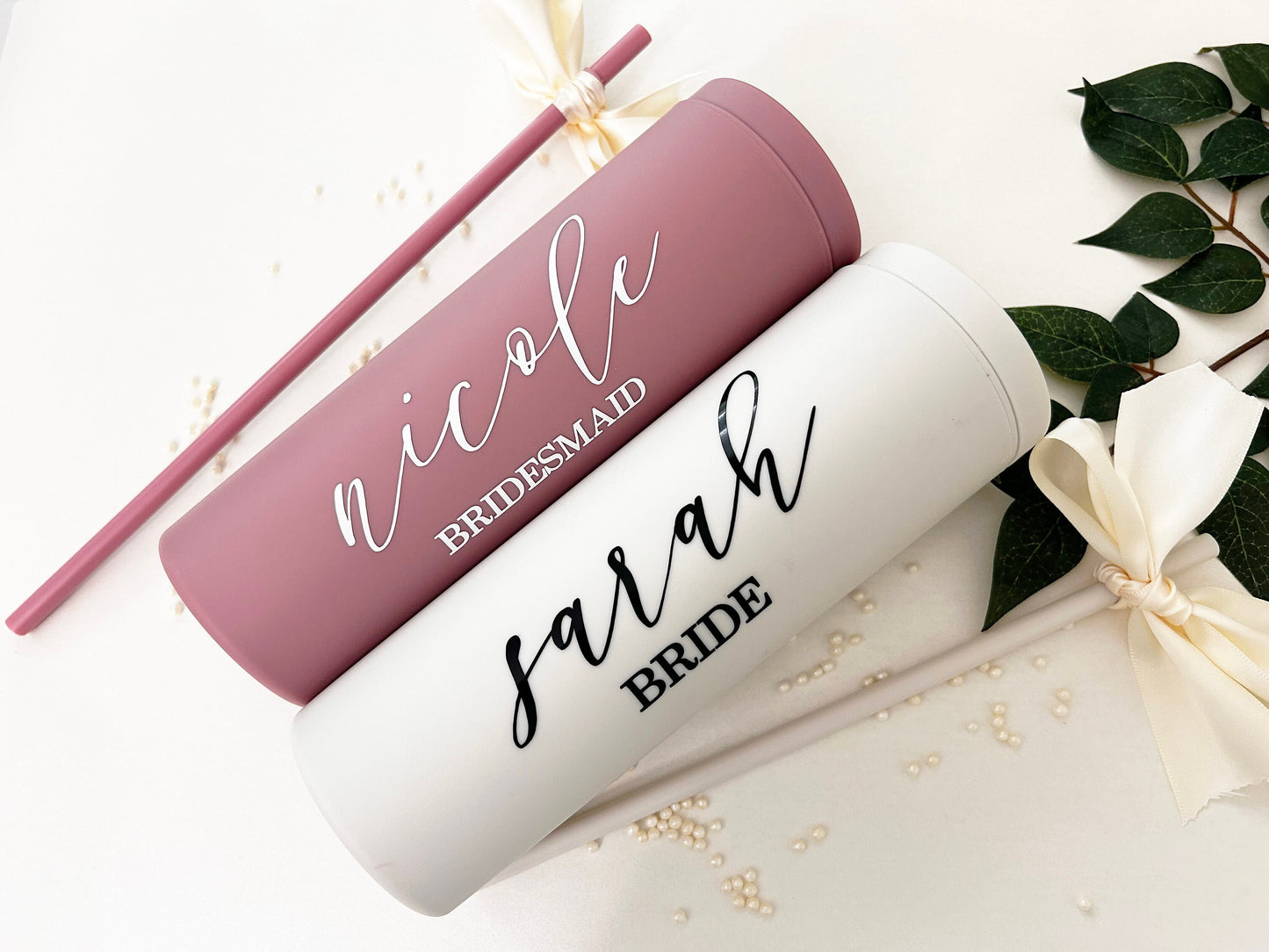 Personalized Bachelorette Party Tumbler, Tumblers for Bridesmaid, Maid of Honor, 2024 Girls Trip Gift, Wedding, Dusty Rose Tumblers