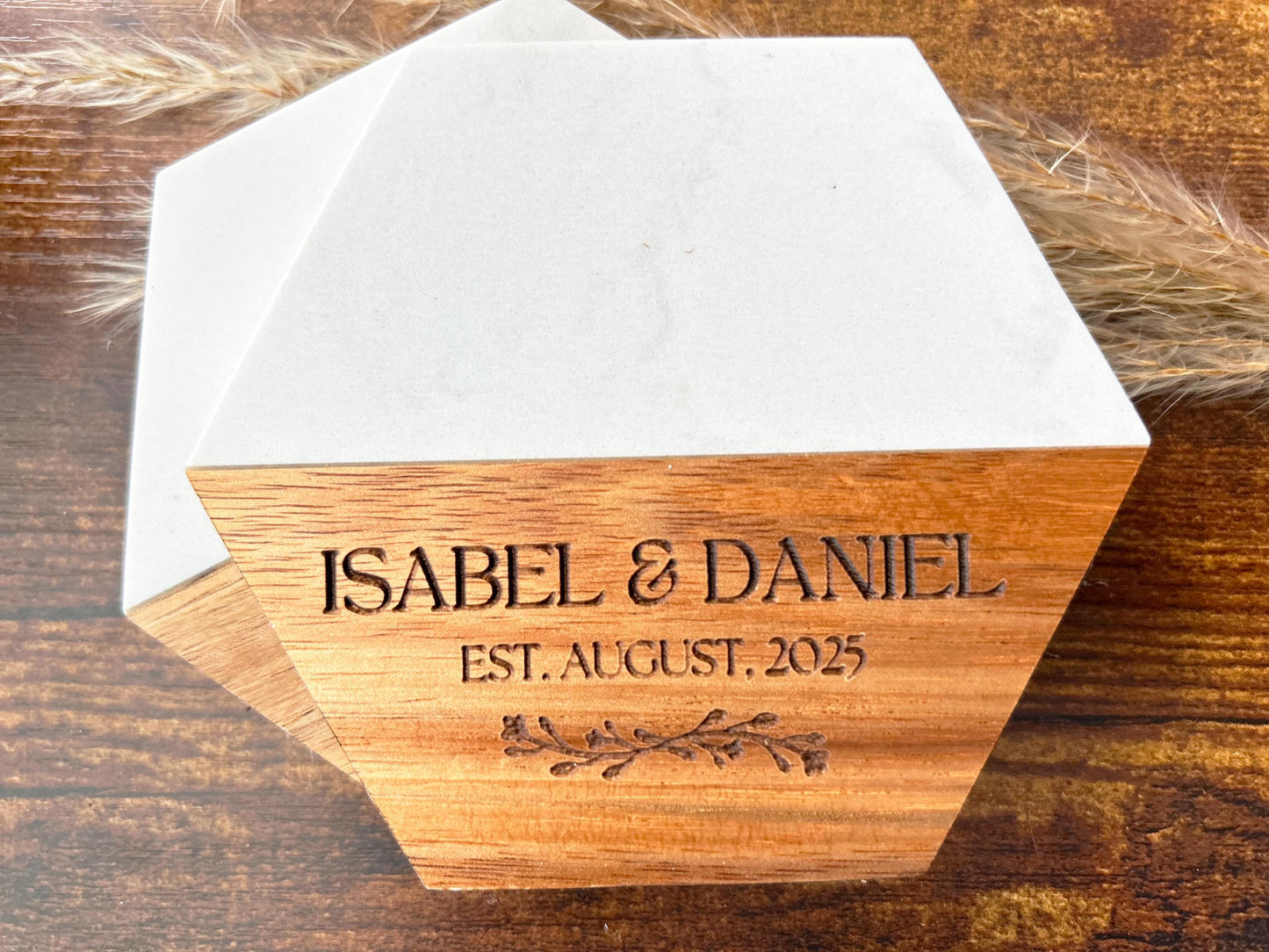 Bulk Custom Wedding Coaster, Engraved Marble Wood Coasters Favor, Unique Wedding Favor for Guest, Set of 100 Coasters, Return Gift for Guest