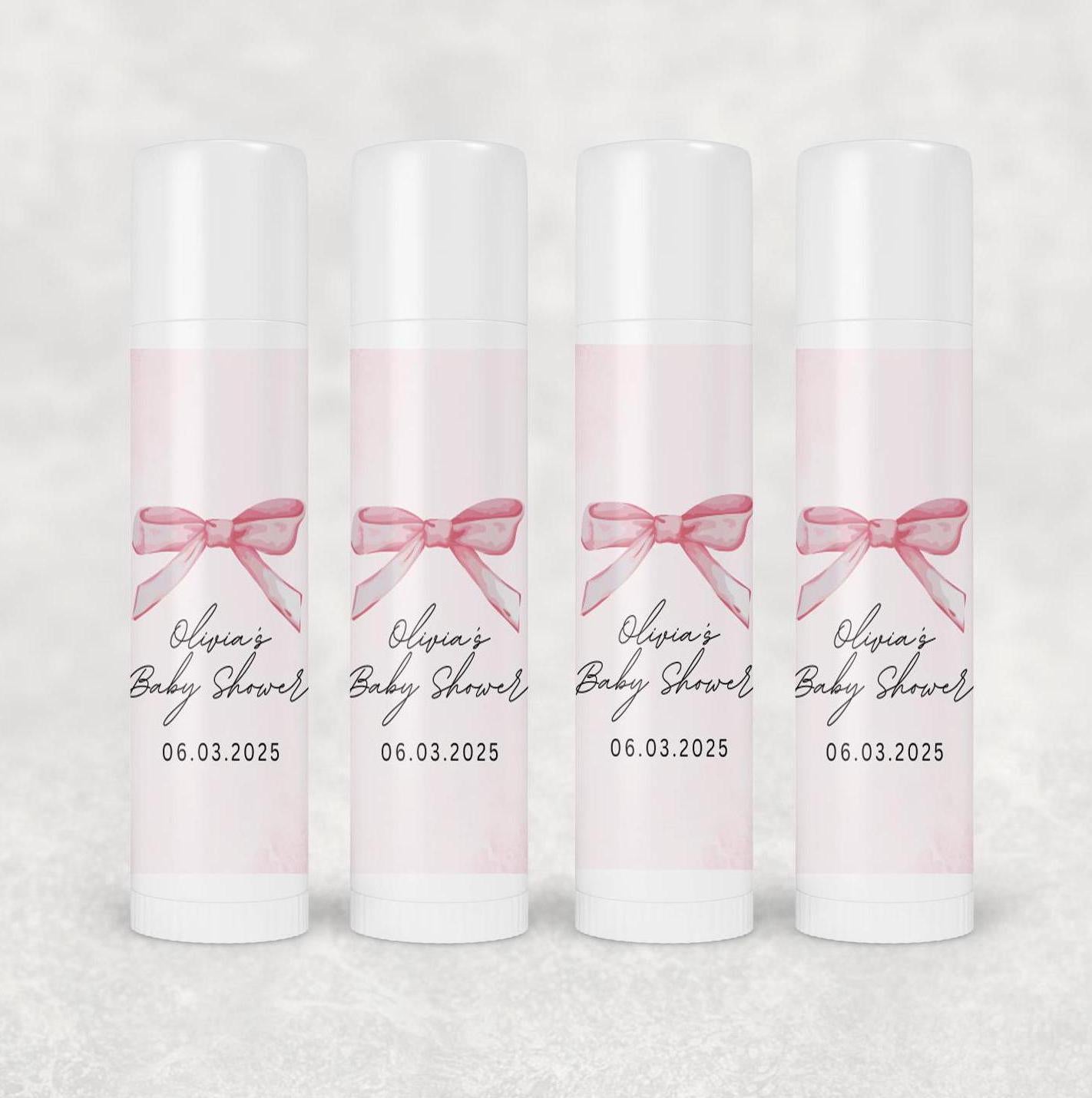 Pink Bow baby shower lip balm, Lip Balm for Guest favor, Party Favor for guests, Pink Baby Shower Return Favor, Bulk Pink Bow Favor
