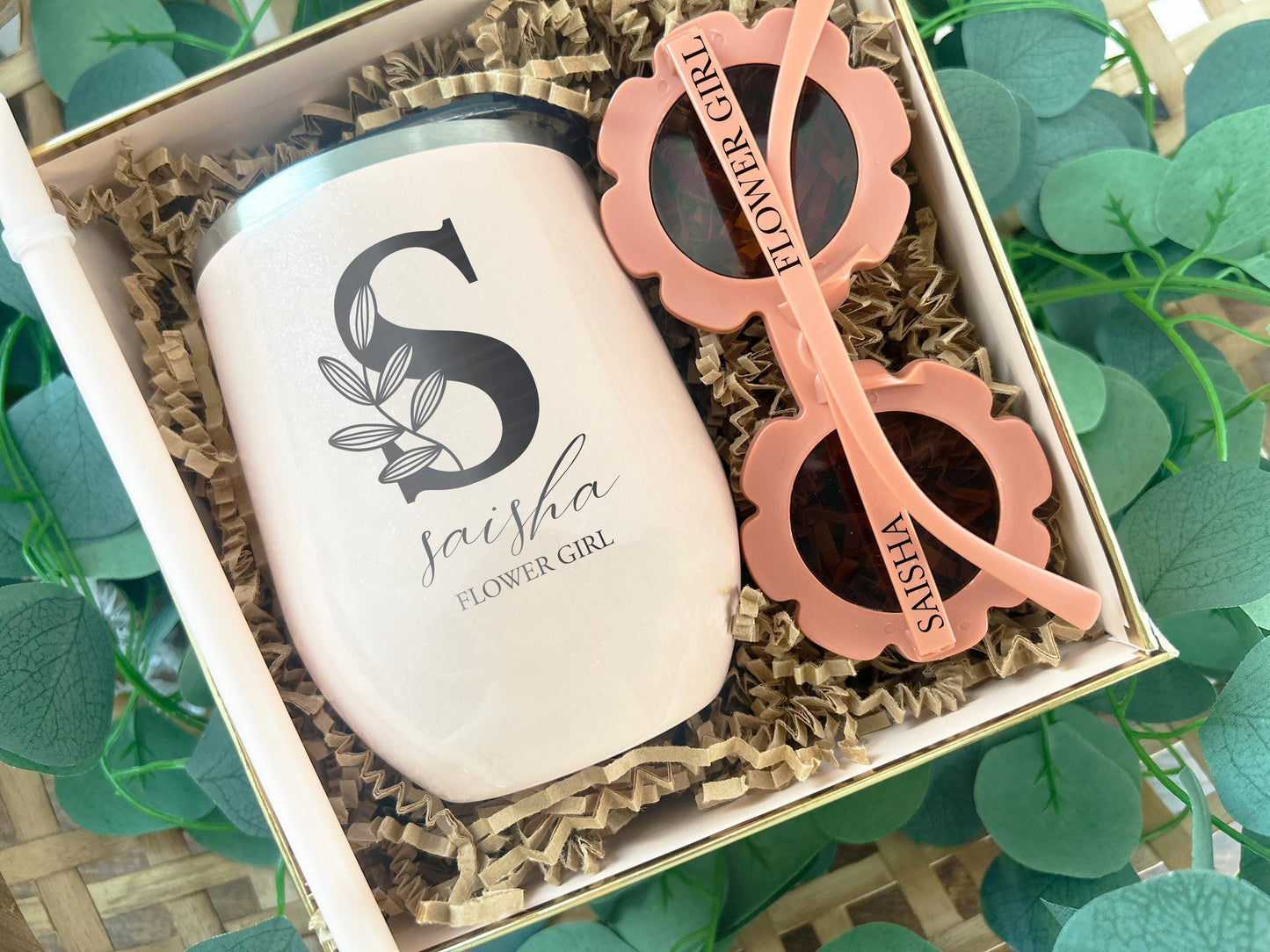 Engraved Flower Girl Tumbler Gift Set / Flower Girl Gift Set / Ring Bearer Gift Set / Ring Bearer Cup / Kids Tumbler / Jr Bridesmaid Cup