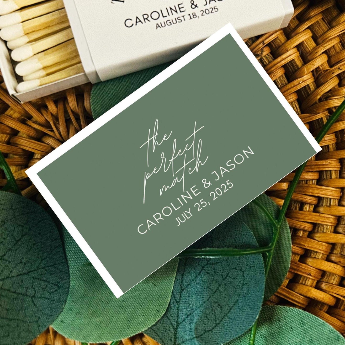 50 Personalized Wedding The Perfect Match Matchboxes: Custom Party Favors for Celebration & Reception, Wedding Matchboxes, Table Favors