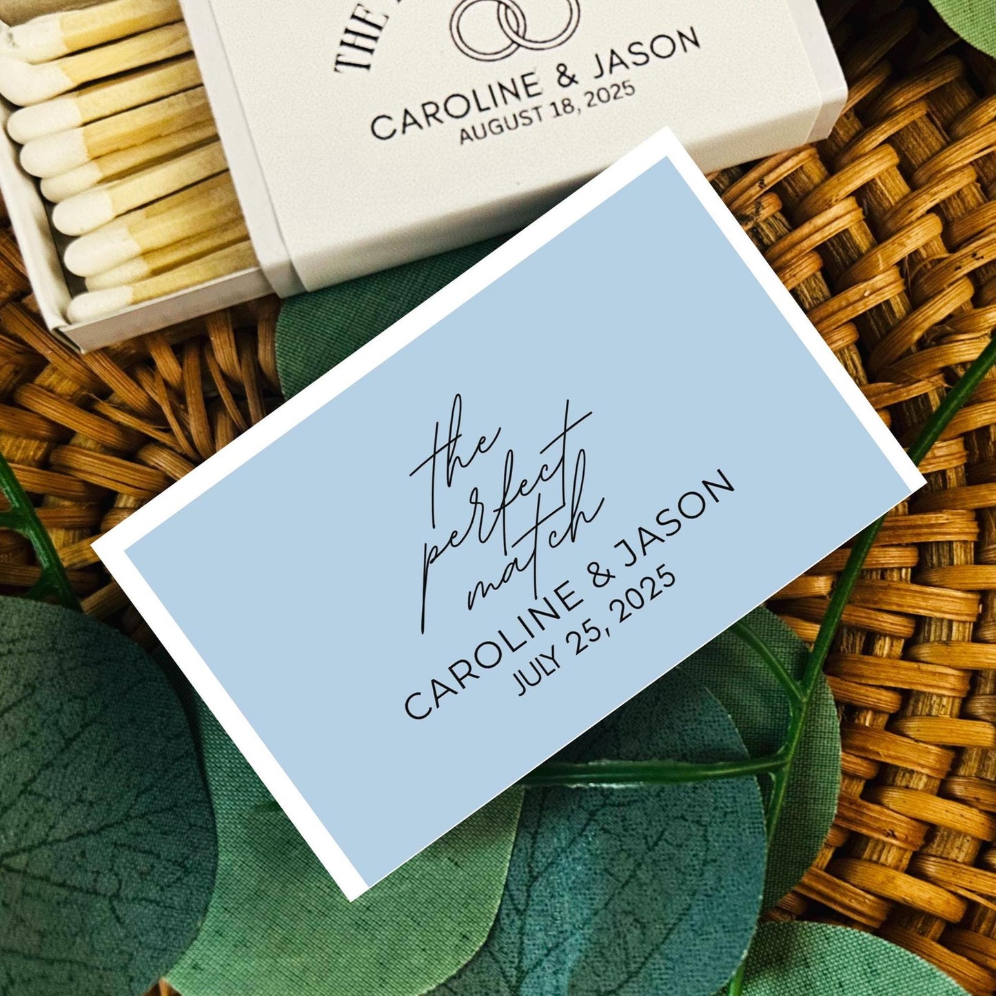 50 Personalized Wedding The Perfect Match Matchboxes: Custom Party Favors for Celebration & Reception, Wedding Matchboxes, Table Favors