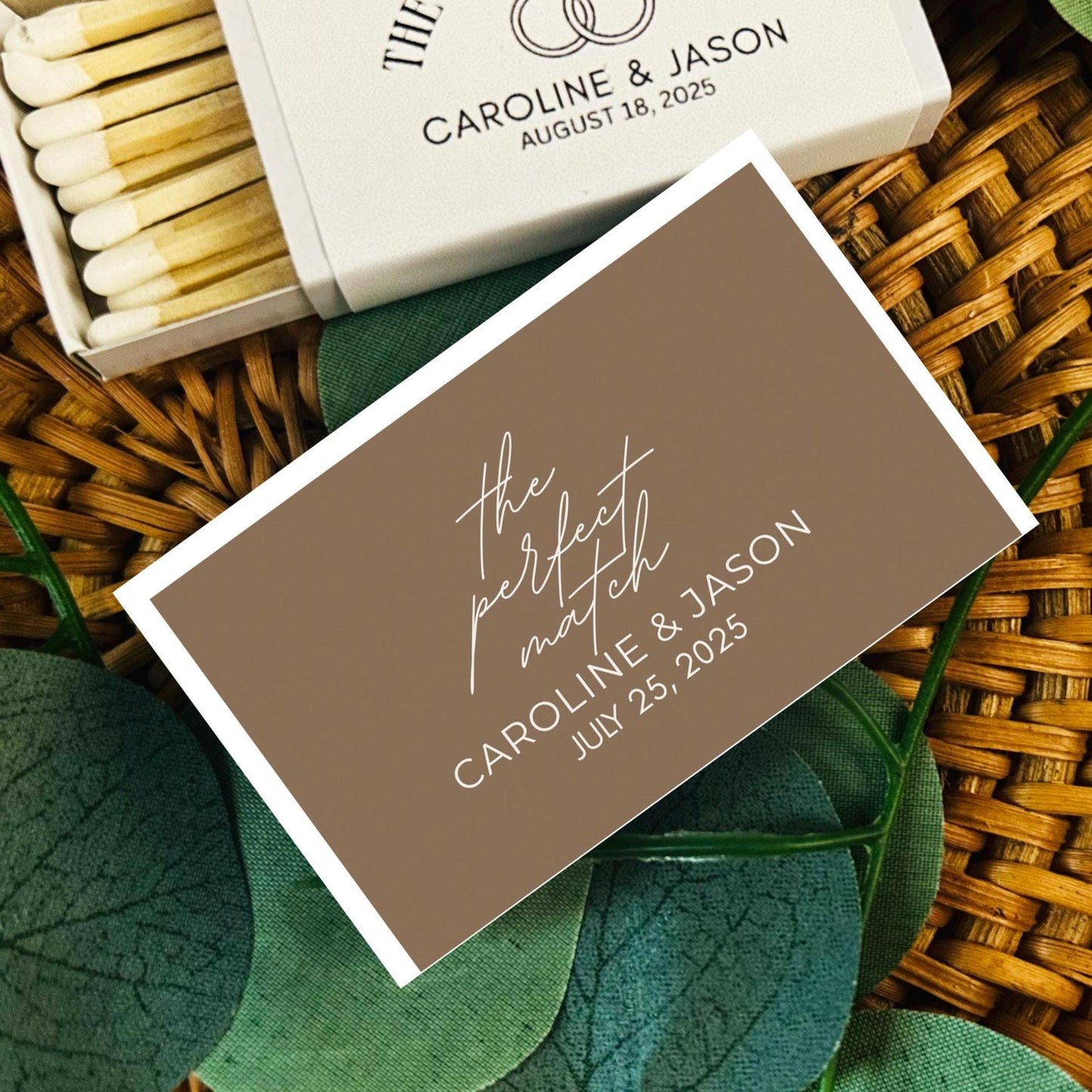 50 Personalized Wedding The Perfect Match Matchboxes: Custom Party Favors for Celebration & Reception, Wedding Matchboxes, Table Favors