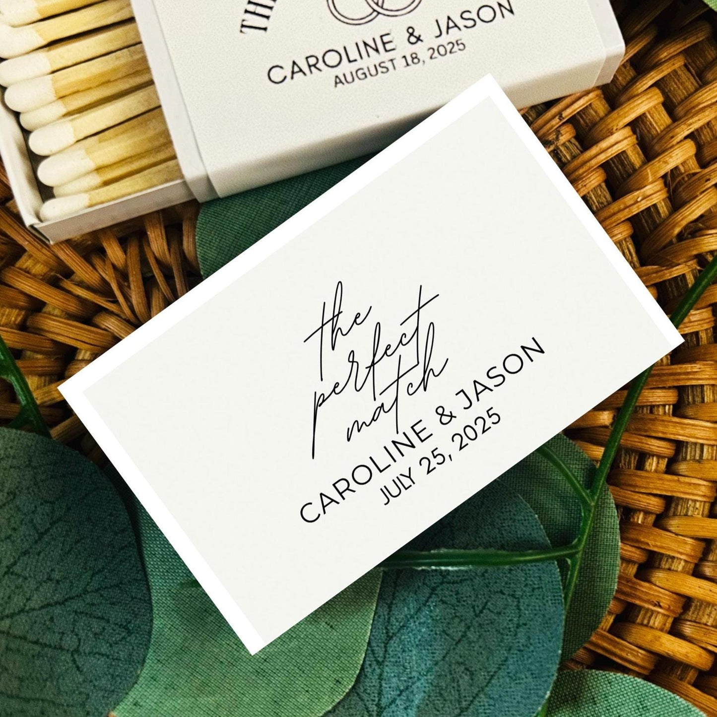 50 Personalized Wedding The Perfect Match Matchboxes: Custom Party Favors for Celebration & Reception, Wedding Matchboxes, Table Favors