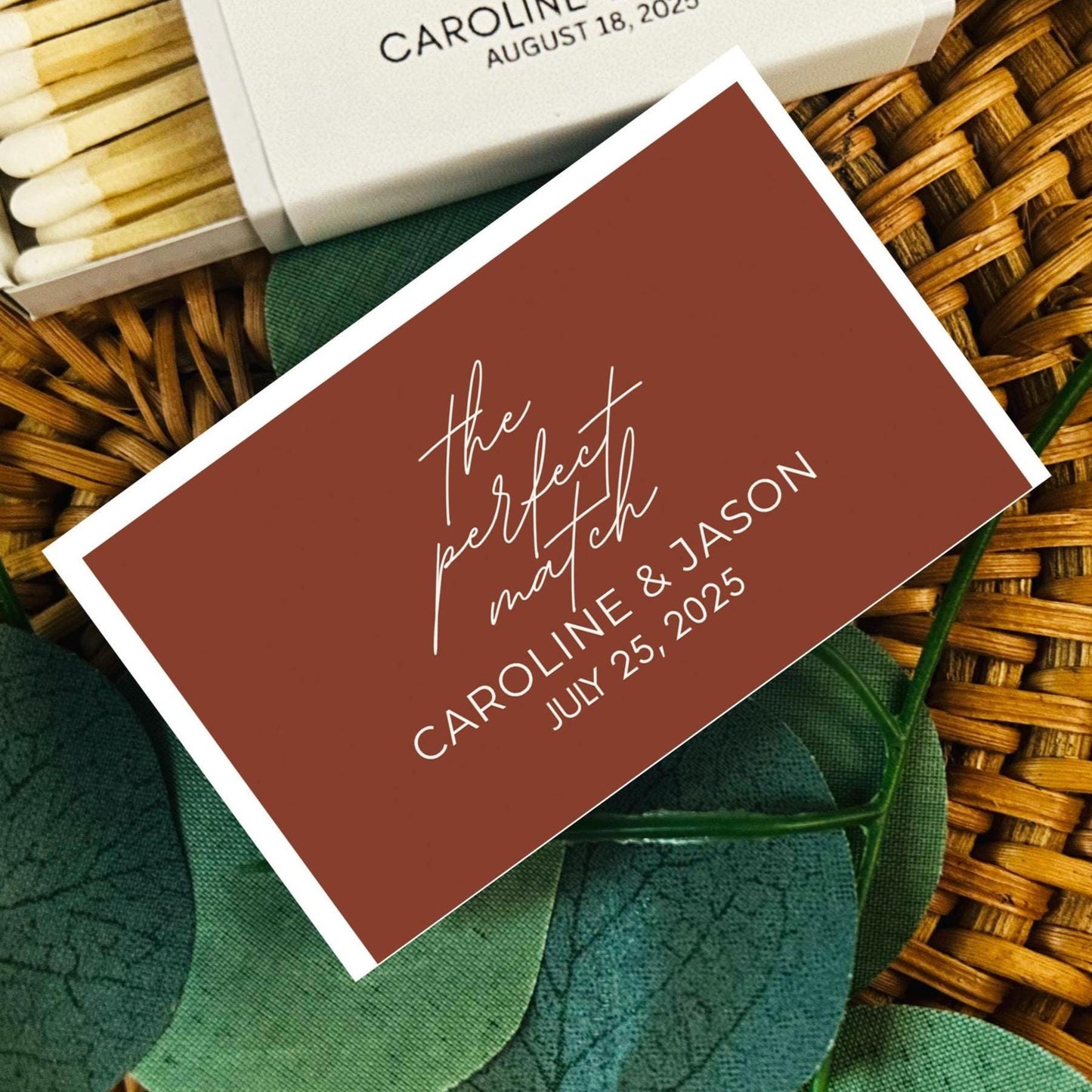 50 Personalized Wedding The Perfect Match Matchboxes: Custom Party Favors for Celebration & Reception, Wedding Matchboxes, Table Favors