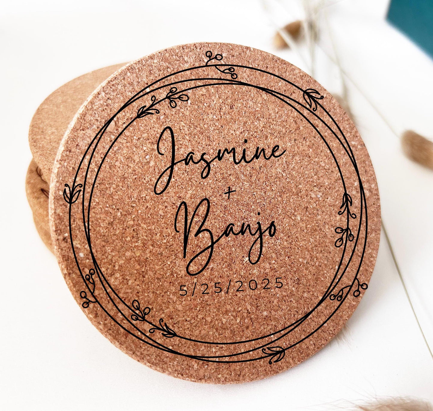 Personalized Wedding Coasters, Wedding Favor, wedding favor Favor, Unique Wedding Favor, Set of 100 Coasters, bulk wedding Engraved Coasters