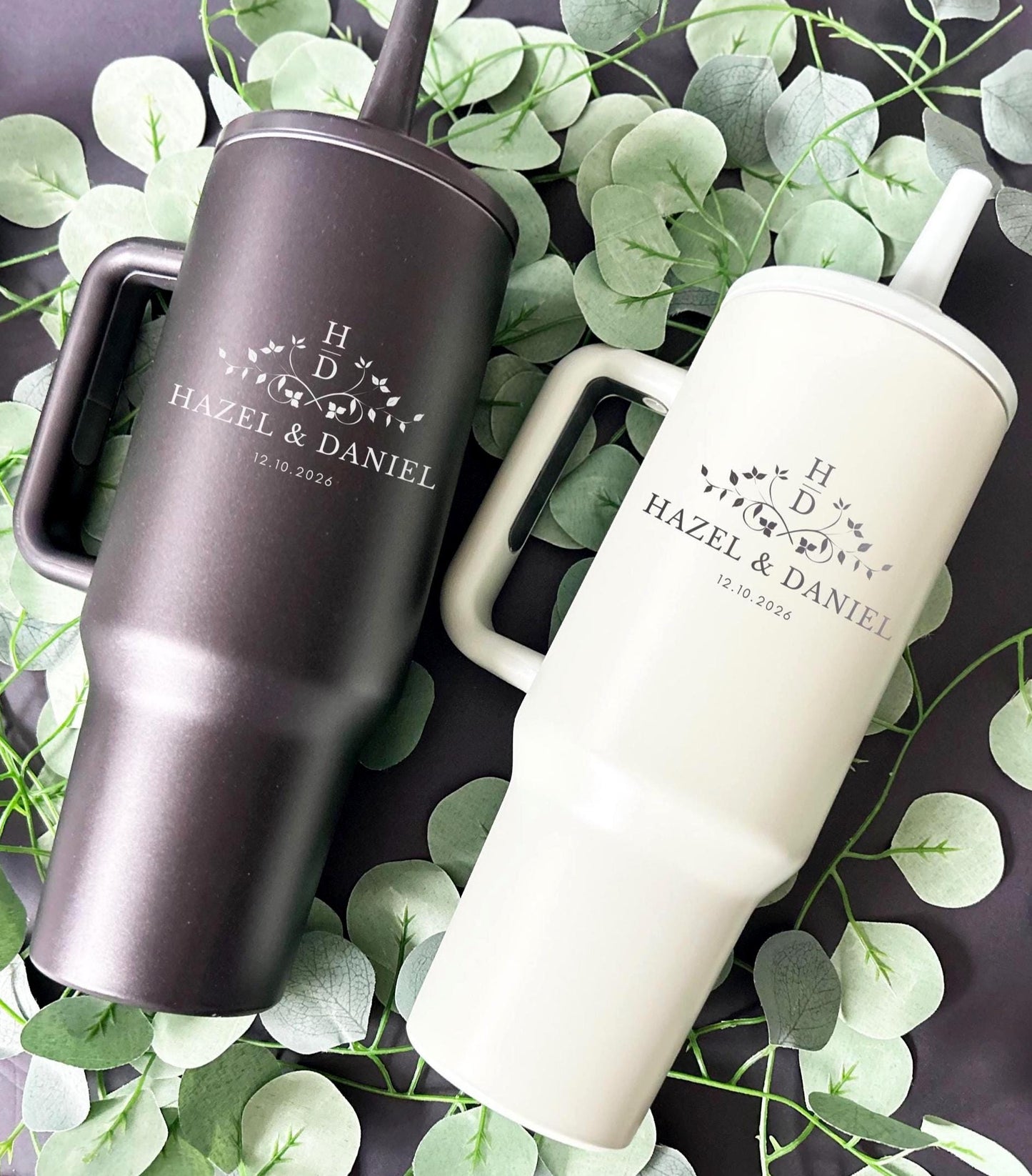 Engraved Custom Tumblers for Couple/ 40oz Custom Cups/ Gift for Newly Wed/ Bride and Groom Engraved Cups/ Engagement Gift for Newly Married