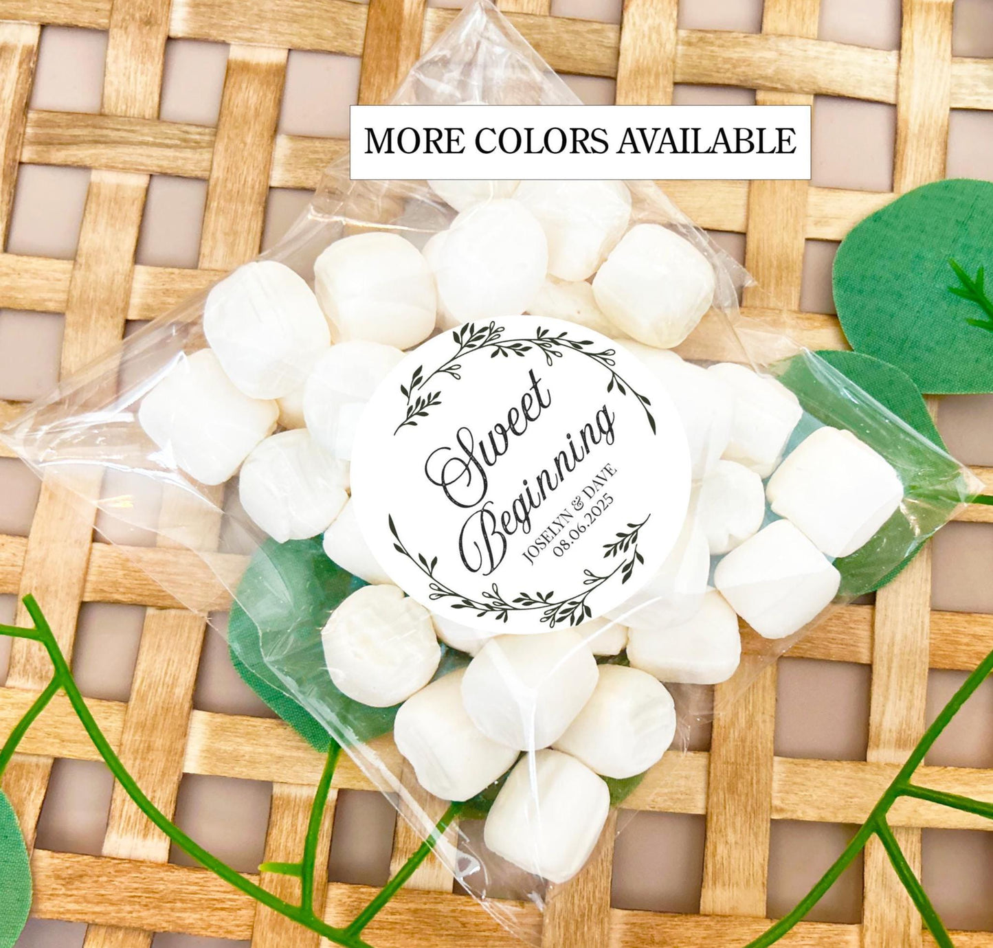 Personalized Sweet Beginning Sticker/ Wedding Favors Bags & Stickers/Custom Wedding Sweets/Sweet Beginning/Wedding Candy Favors/ SET OF 12