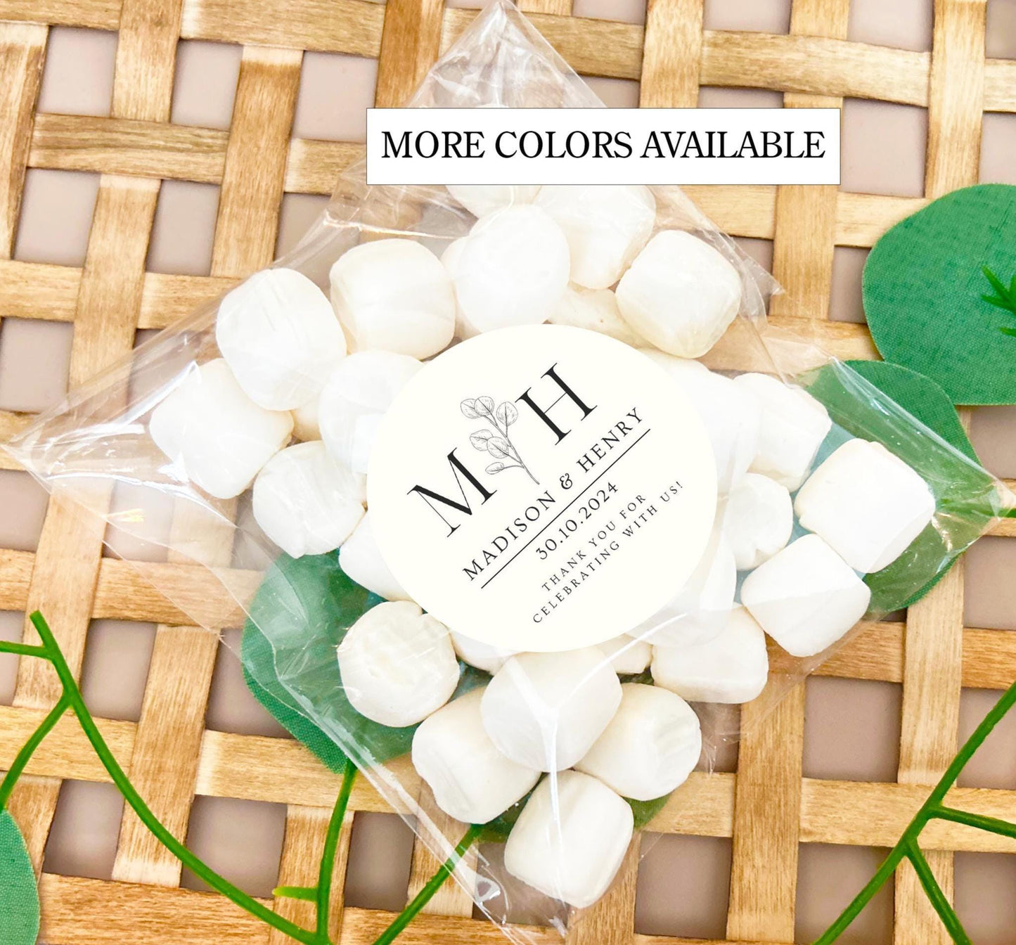 Personalized Wedding Favor Sticker and Bag/ Wedding Favors Bags & Stickers/Custom Wedding labels/Wedding Candy Favors/ SET OF 12