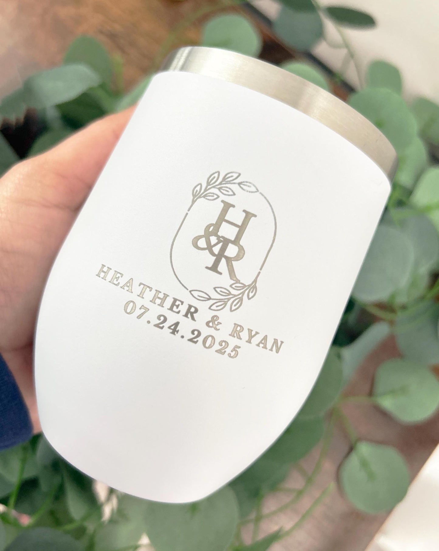 Engraved Custom Wine Tumblers / Custom Cups for Couple/ Gift for Newly Wed/ Bride and Groom Engraved Cups/ Engagement Gift for Newly Married