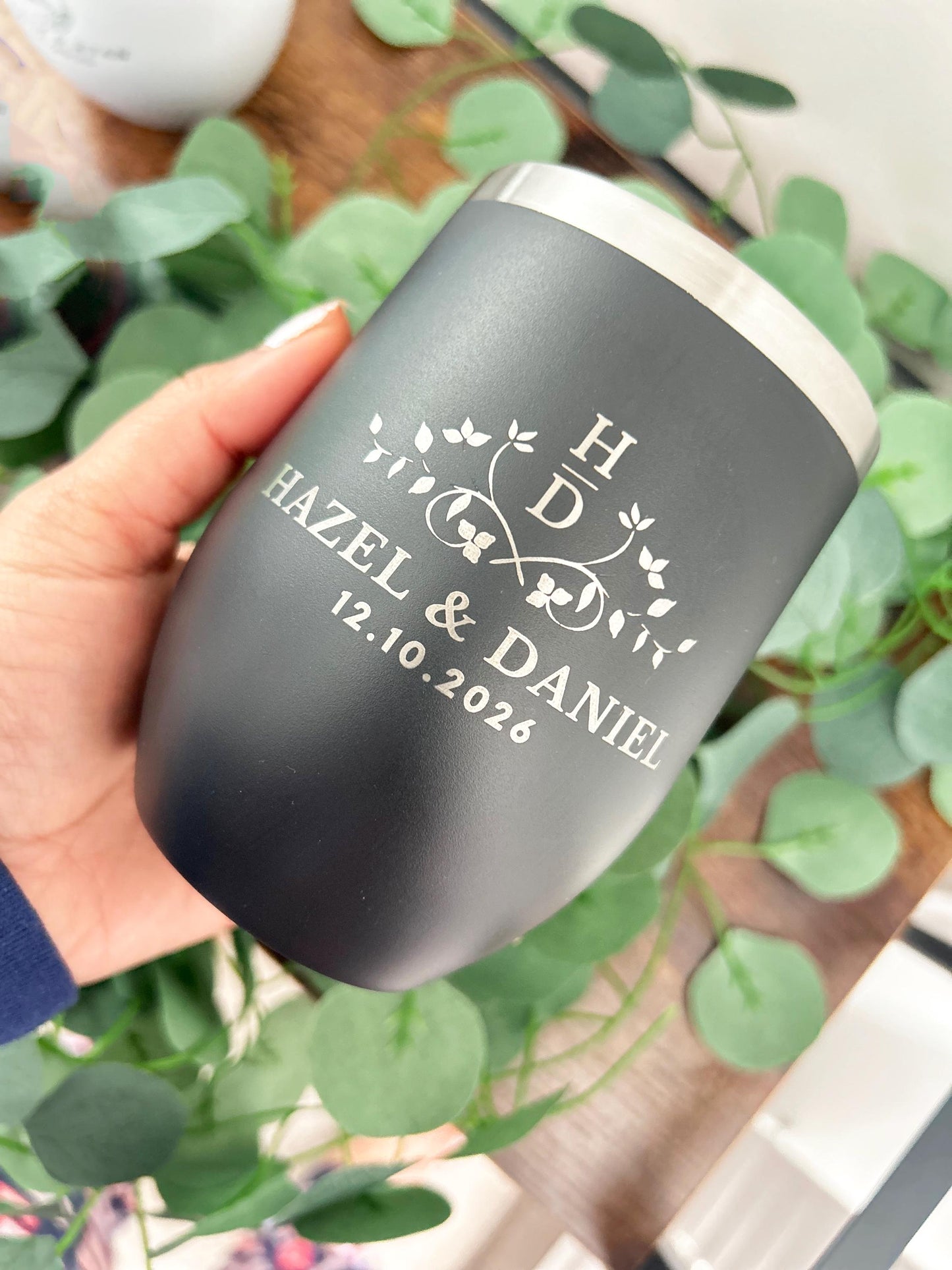 Engraved Custom Wine Tumblers / Custom Cups for Couple/ Gift for Newly Wed/ Bride and Groom Engraved Cups/ Engagement Gift for Newly Married