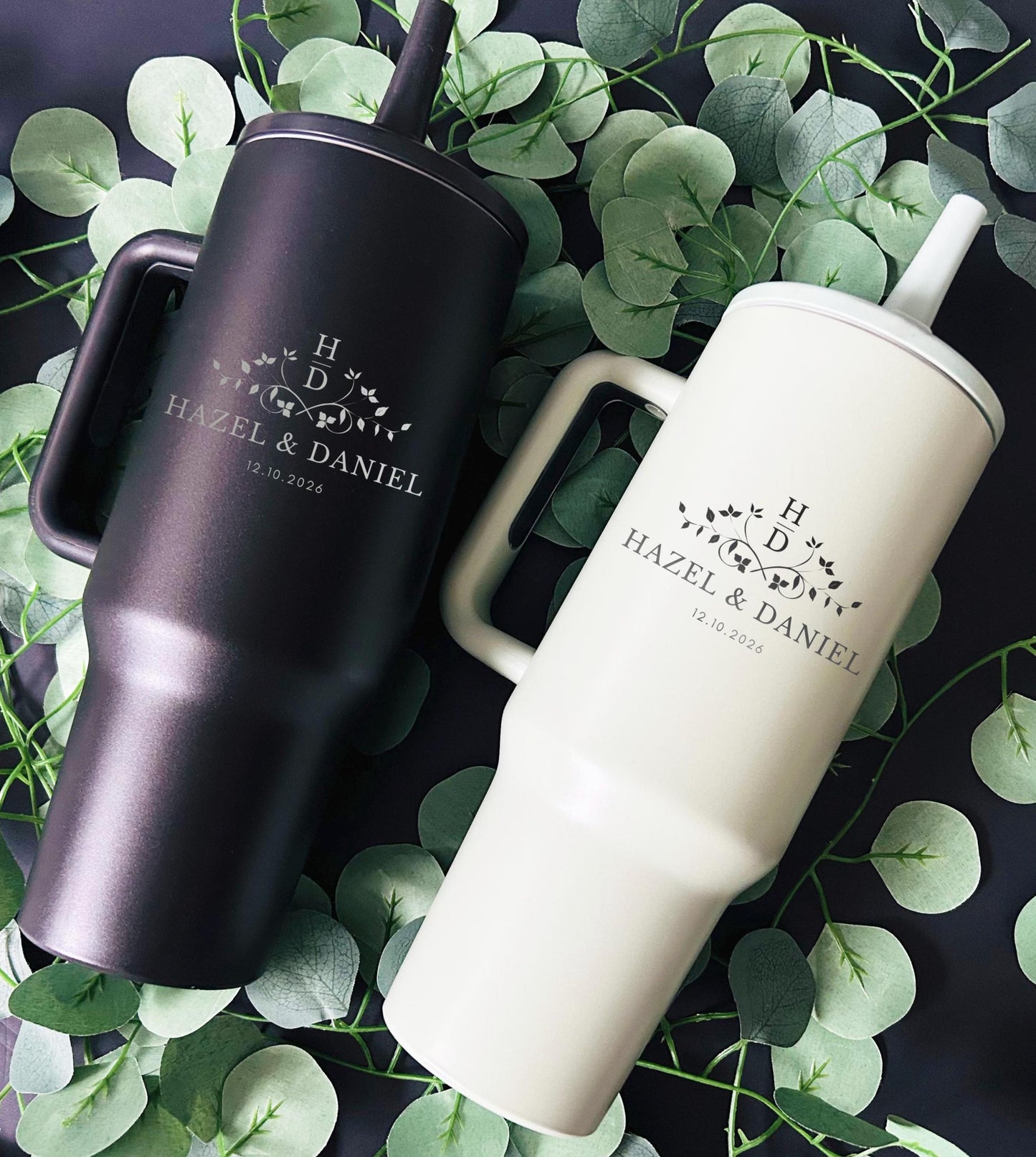 Engraved Custom Tumblers for Couple/ 40oz Custom Cups/ Gift for Newly Wed/ Bride and Groom Engraved Cups/ Engagement Gift for Newly Married