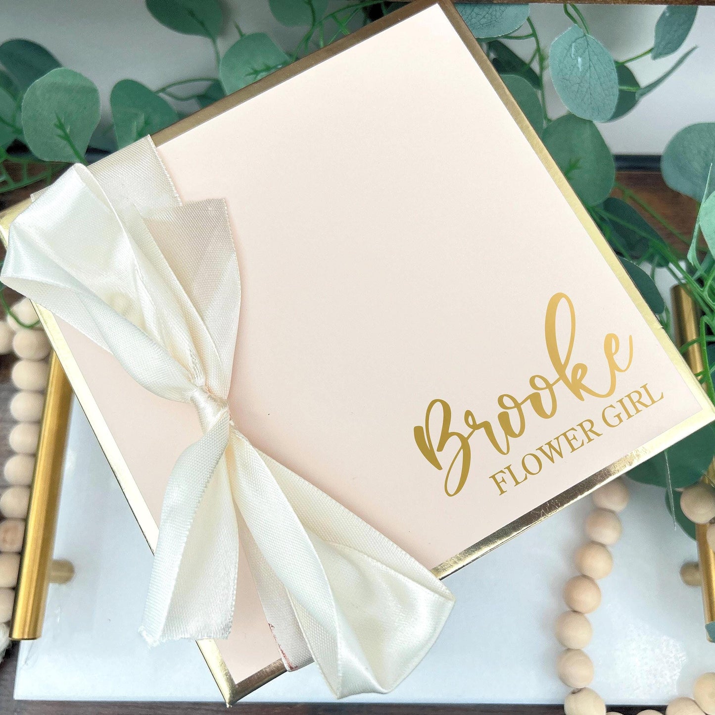 Elegant Foil Flower Girl Proposal Box, Personalized Gift Set with Custom Name, Will You Be My Flower Girl, Keepsake Wedding Box
