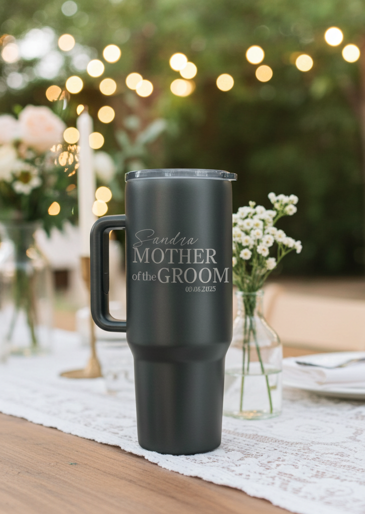 40ozEngraved Personalized Mother of the Bride Tumbler, Mother of the Groom Tumbler, Custom Tumbler with handle, Personalized Wedding Tumbler