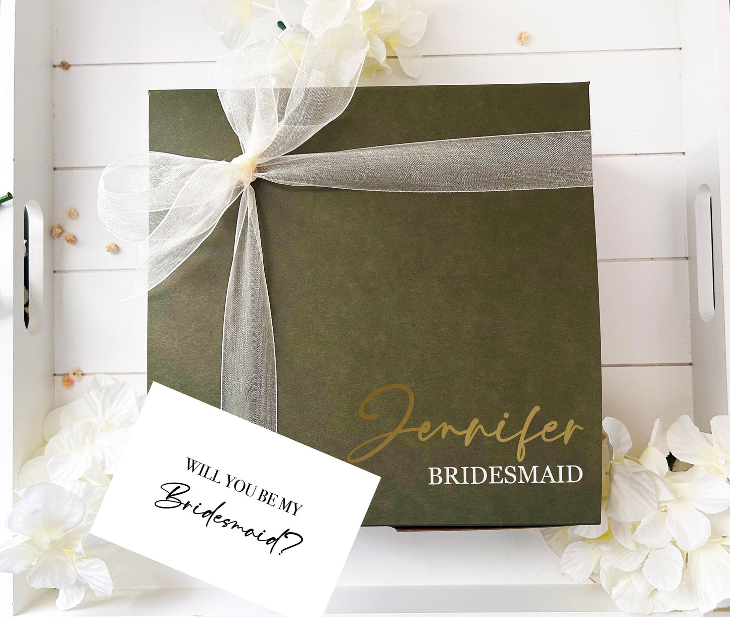 Sage Green Bridesmaid Proposal Box, Personalized proposal box, Bridal Proposal Box, Maid of honor gift box