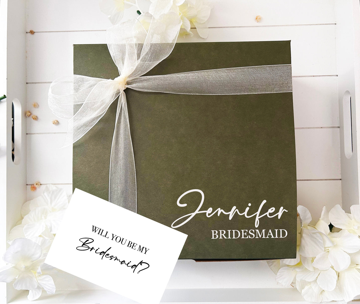 Sage Green Bridesmaid Proposal Box, Personalized proposal box, Bridal Proposal Box, Maid of honor gift box