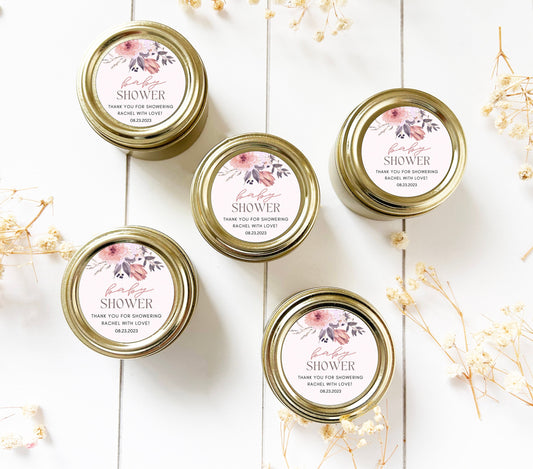Bulk Baby Shower Candle Favor, Guest favor, 2oz. Baby Shower Celebration Candle Favor, Bulk Gold Round Candle Favor, Gold Candle Tin