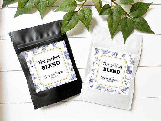 Personalized Coffee Bag/ The Perfect Blend Wedding Favor/ Coffee Wedding Favor Bag/ Coffee Pouch/ Custom Coffee Bag/ Wedding Favors