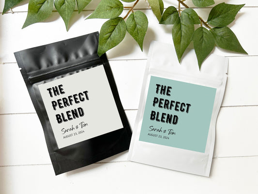Personalized Coffee Bag/ The Perfect Blend Wedding Favor/ Coffee Wedding Favor Bag/ Coffee Pouch/ Custom Coffee Bag/ Wedding Favors