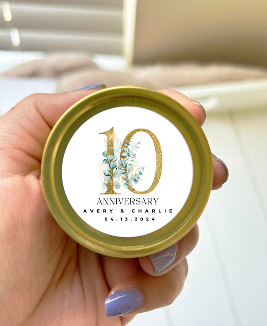 Party Favors, Wedding Anniversary Celebration Candle Favor, InExpensive Favor, 2oz. Favor for Guests, 50th Anniversary, Rose Gold Candle Tin
