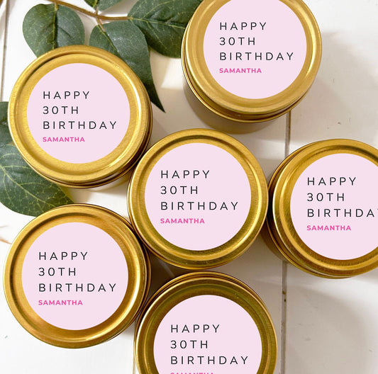 Happy 30th Birthday Candle Favor, birthday 2oz. Candle Favor, Birthday favor idea, Bulk Candle Favor, Birthday return gift