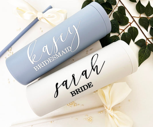 PRE-ORDER - Personalized Acrylic Tumbler/  Bridesmaid Gift/ Dusty Blue Cups for Proposal Gifts/ Personalized Tumbler/ Maid of Honor Tumbler