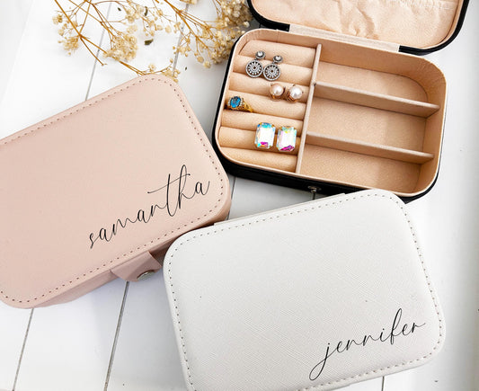 Personalized Travel Jewelry Box Gift Set for Her, Jewelry Gift Box for Bridesmaid, Travel Jewelry Organizer, Gift for Women/ Sister