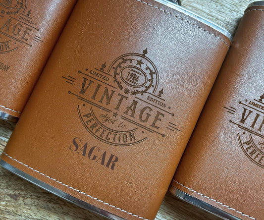 8oz Vintage Aged to Perfection Birthday Flask, Engraved 40th Birthday Gift for Him, Unique Holiday Gift Set for Him, Birthday Gift For him