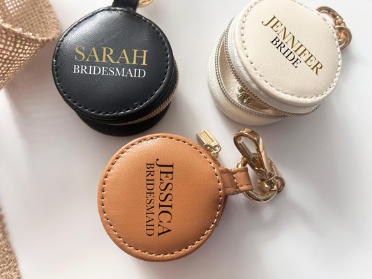 Mini Ring Holder for Bride, PU Leather Ring Holder Custom Gift Travel Jewelry Case Keychain Ring Holder Bridesmaid Gift Wedding Gift