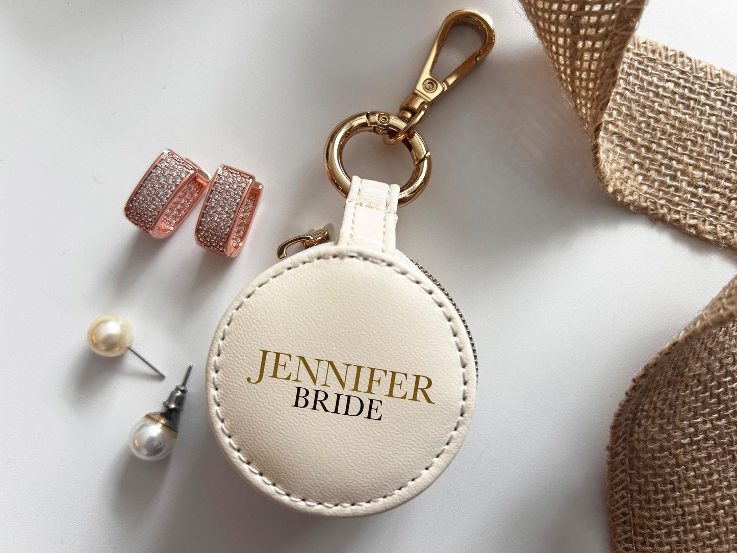 Mini Ring Holder for Bride, PU Leather Ring Holder Custom Gift Travel Jewelry Case Keychain Ring Holder Bridesmaid Gift Wedding Gift