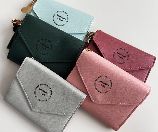 Custom Corporate Gift, Employee Appreciation Gift, Office Staff Corporate Gift, Mini Company logo wallets for women, bulk wallets