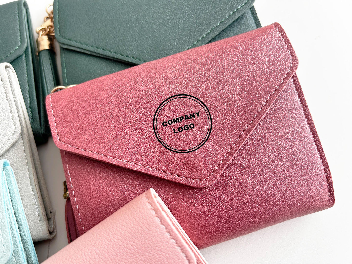 Custom Corporate Gift, Employee Appreciation Gift, Office Staff Corporate Gift, Mini Company logo wallets for women, bulk wallets