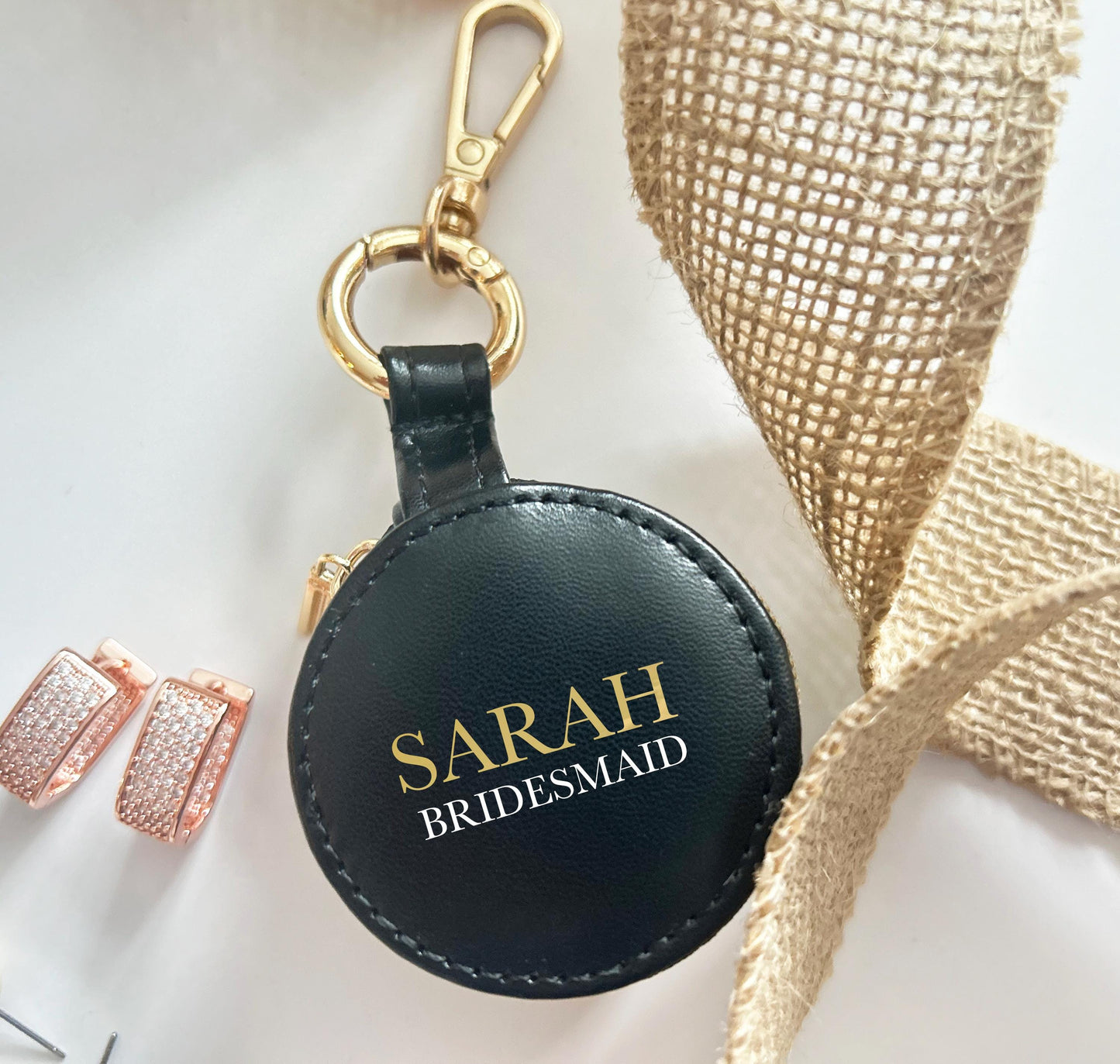 Mini Ring Holder for Bride, PU Leather Ring Holder Custom Gift Travel Jewelry Case Keychain Ring Holder Bridesmaid Gift Wedding Gift
