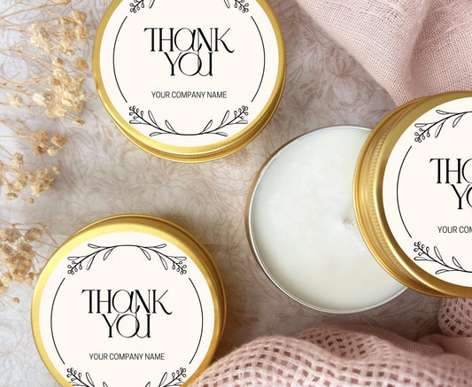 Bulk Appreciation Candle Favor, Office Party Favor, 2oz. Corporate Candle Favor, Employee Appreciation Candle favor, Custom Gold Tin Candle