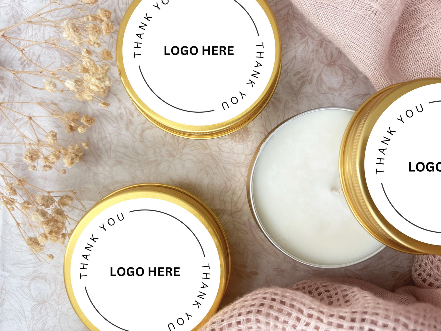 Bulk Appreciation Candle Favor, Office Party Favor, 2oz. Corporate Candle Favor, Employee Thank you Candle favor, Custom Gold Tin Candle