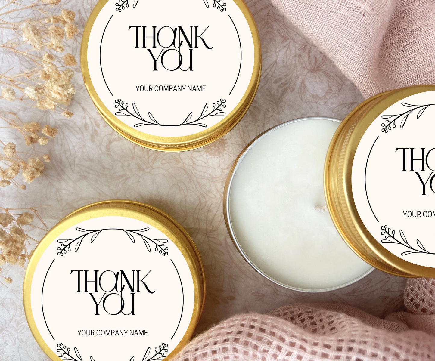 Bulk Appreciation Candle Favor, Office Party Favor, 2oz. Corporate Candle Favor, Employee Appreciation Candle favor, Custom Gold Tin Candle