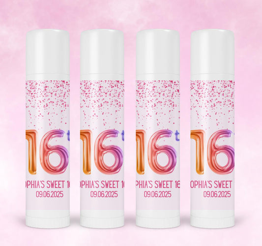Sweet sixteen birthday party favor in bulk, Birthday Party Guest favor, lip balm Favor, birthday Party Favor, 16 birthday Gifts,