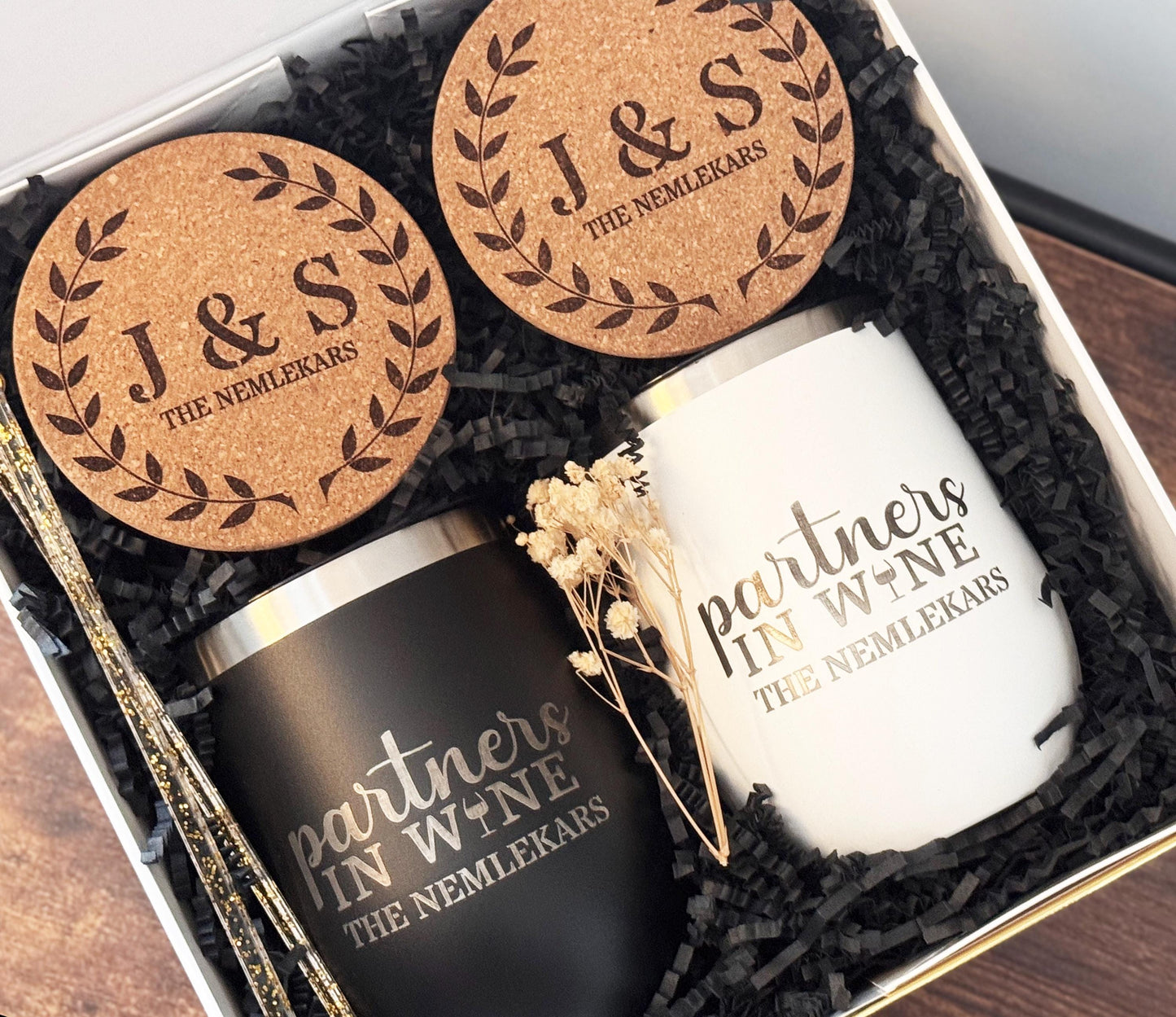 Anniversary Gift Set for Couple, Gift basket for Couple, Mr. &  Mrs., Engagement Gift Set, Wedding Gift Set for Couple, Engraved Gift Basket