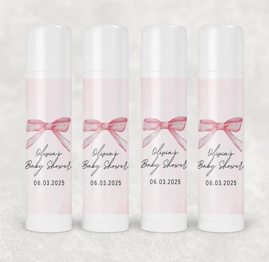 Pink Bow baby shower lip balm, Lip Balm for Guest favor, Party Favor for guests, Pink Baby Shower Return Favor, Bulk Pink Bow Favor