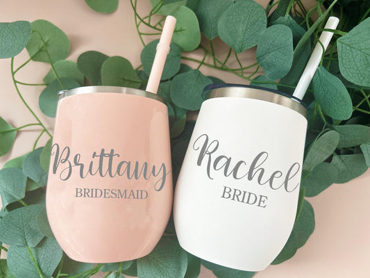 Custom Laser Engraved Wine Tumbler, Bachelorette Party Tumbler, Bridesmaid Gift / Stainless Steel Cup, Personalized Tumbler, Girls Trip,
