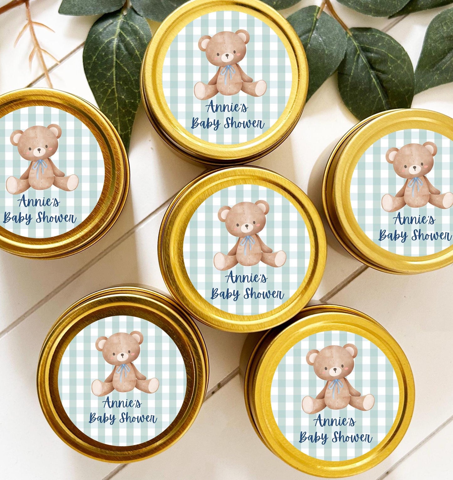 Bulk Baby Shower Candle Favor, Guest favor, 2oz. Baby Shower Celebration Candle Favor, Bulk Gold Round Candle Favor, Gold Candle Tin