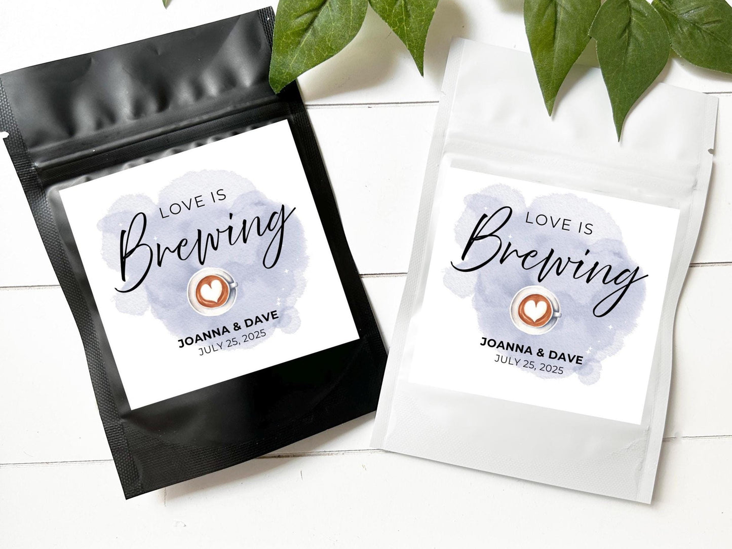 Love is Brewing Wedding Favor Coffee Bags, Custom Coffee Pouches, Wedding Favors for Guests in Bulk, Wedding Favors Bags
