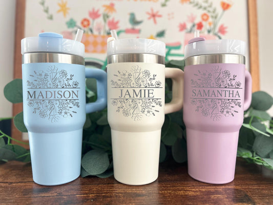 Personalized 14oz Kids Tumbler With Handle Lid and Straw, Insulated Engraved Cup, Back to School Tumbler,School Tumbler, Fun Birthday Gift