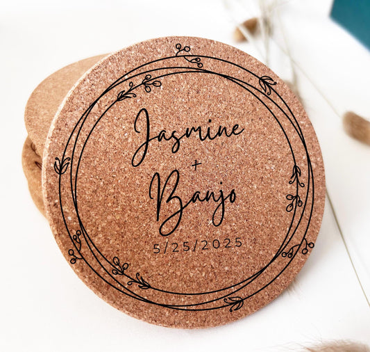 Personalized Wedding Coasters, Wedding Favor, wedding favor Favor, Unique Wedding Favor, Set of 100 Coasters, bulk wedding Engraved Coasters