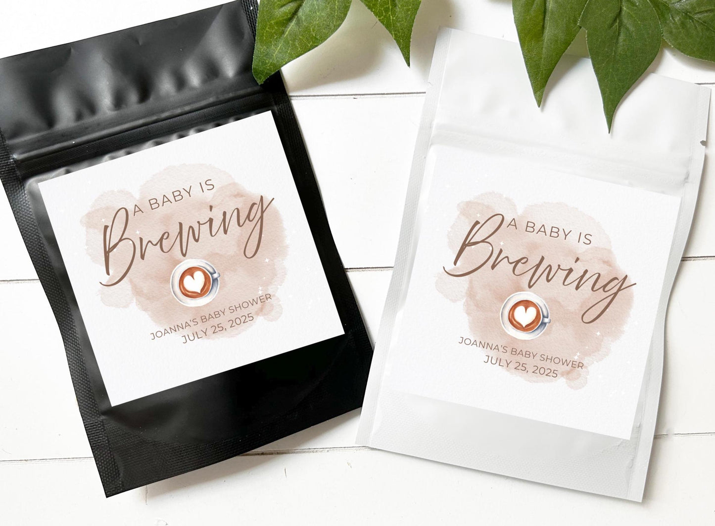 A Baby Is Brewing Coffee Favor Bag Baby Shower Coffee Bag Coffee Bar Party Favor Personalized Coffee Pouch Resealable Bag Coffee Bean Favors