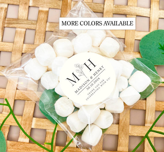 Personalized Wedding Favor Sticker and Bag/ Wedding Favors Bags & Stickers/Custom Wedding labels/Wedding Candy Favors/ SET OF 12