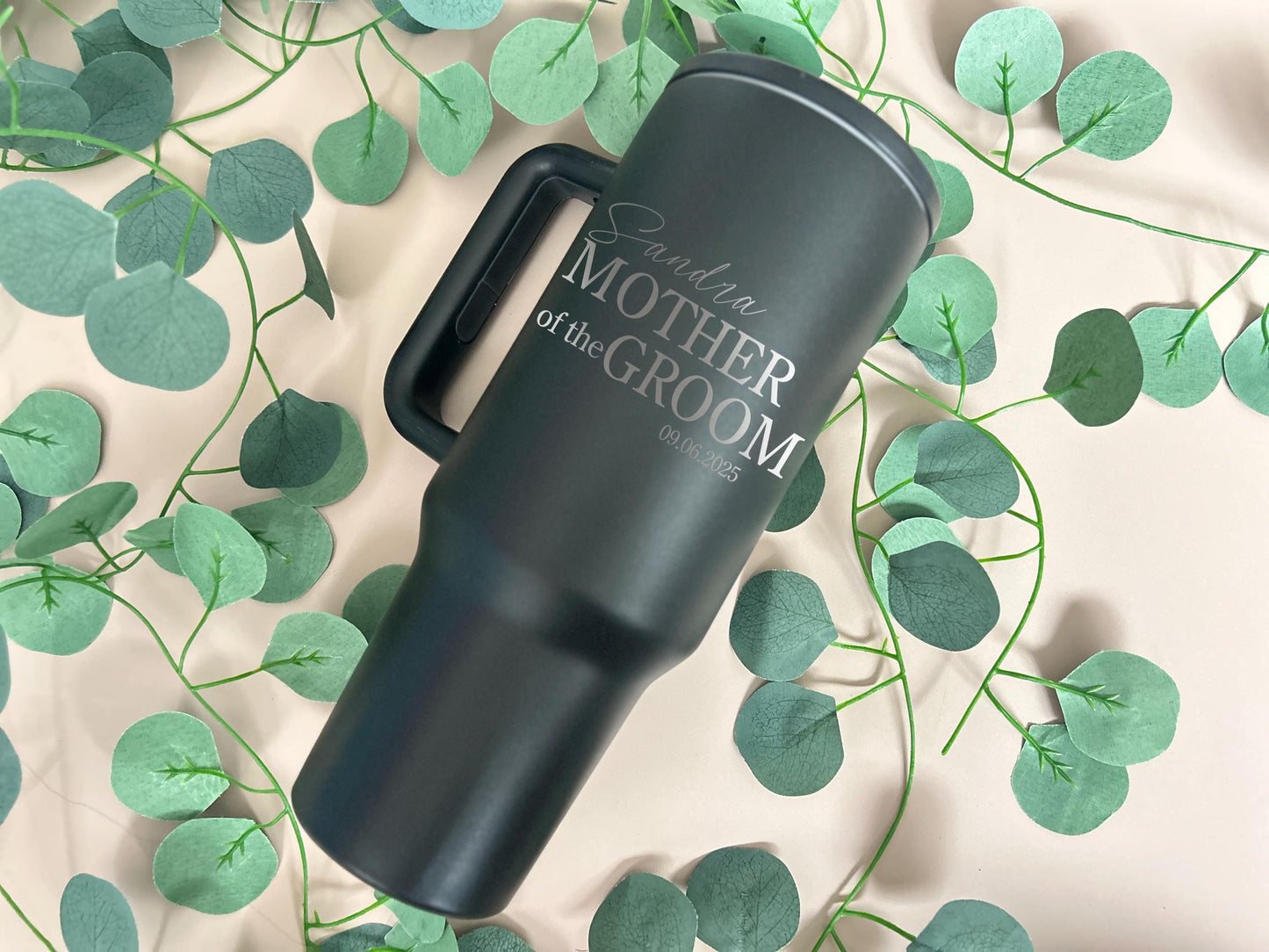 40ozEngraved Personalized Mother of the Bride Tumbler, Mother of the Groom Tumbler, Custom Tumbler with handle, Personalized Wedding Tumbler